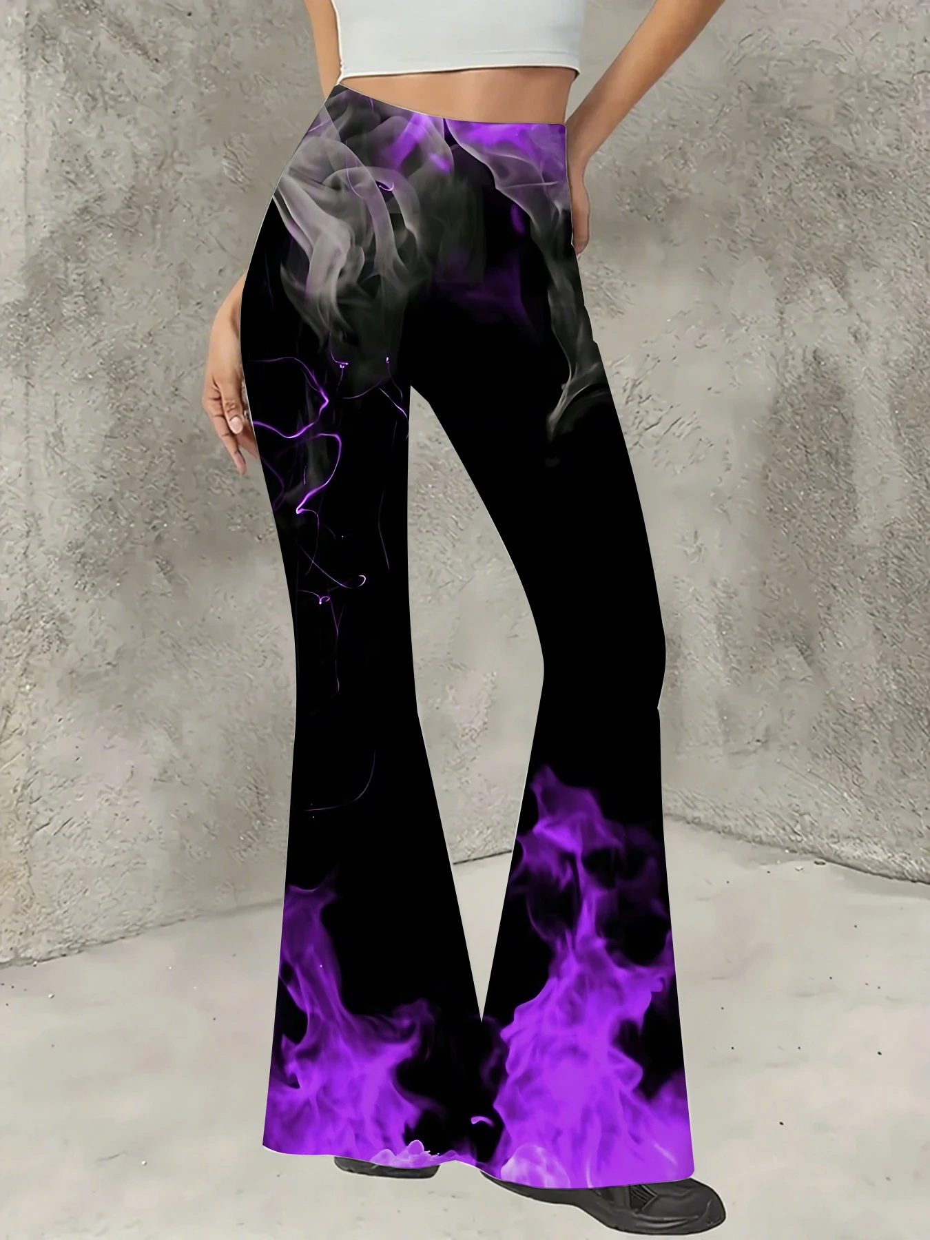 

Women's All-Over Print Flared Leggings Stretchy High Waist Bell Bottom Pants
