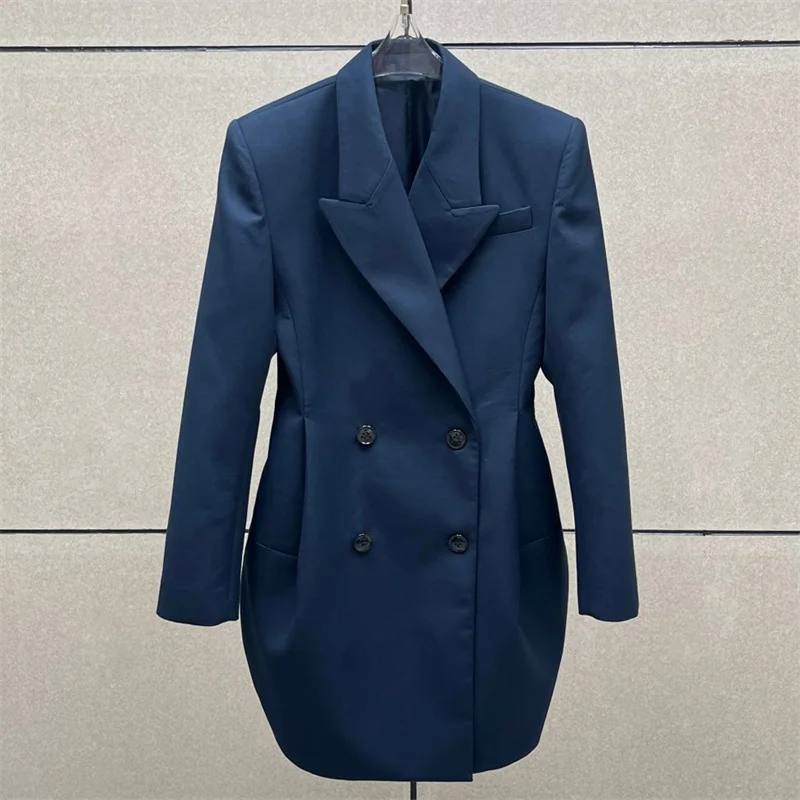 

Женская куртка Новый двубортный приталенный женский пиджак на осень 2022. Длинное женское пальто для офиса и отдыха. Верхняя одежда.