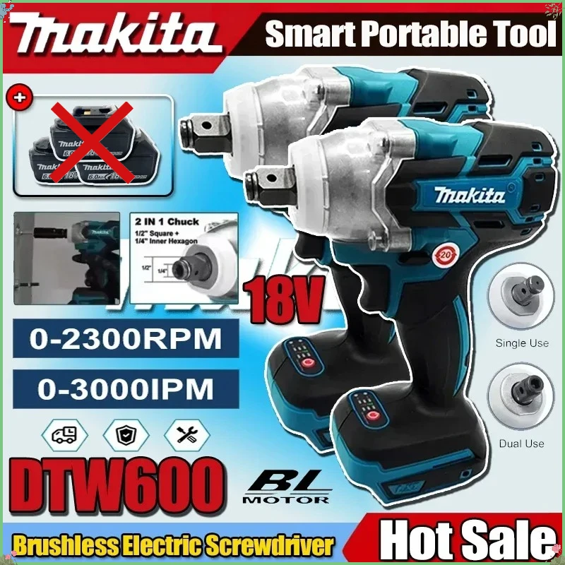 

Аккумуляторный ударный гайковерт Makita DTW600 с высоким крутящим моментом, бесщеточный, перезаряжаемый, для авторемонта, электроинструмент
