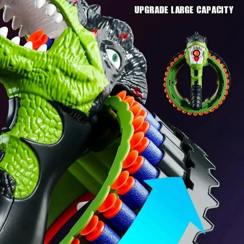 Spinning Dinosaur Wrist Gun Soft Bullet Gun Toy Kids Boys Toys Electric Burst Pistol Parent Blaster Shooting Game Brithday Gifts