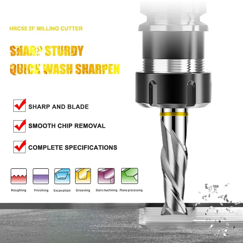 GAMONT TGY-HRC55 2-Flute Color Circle Flat End Mill Tungsten Steel Carbide For Aluminu Milling Cutter CNC Machin Endmills Tools