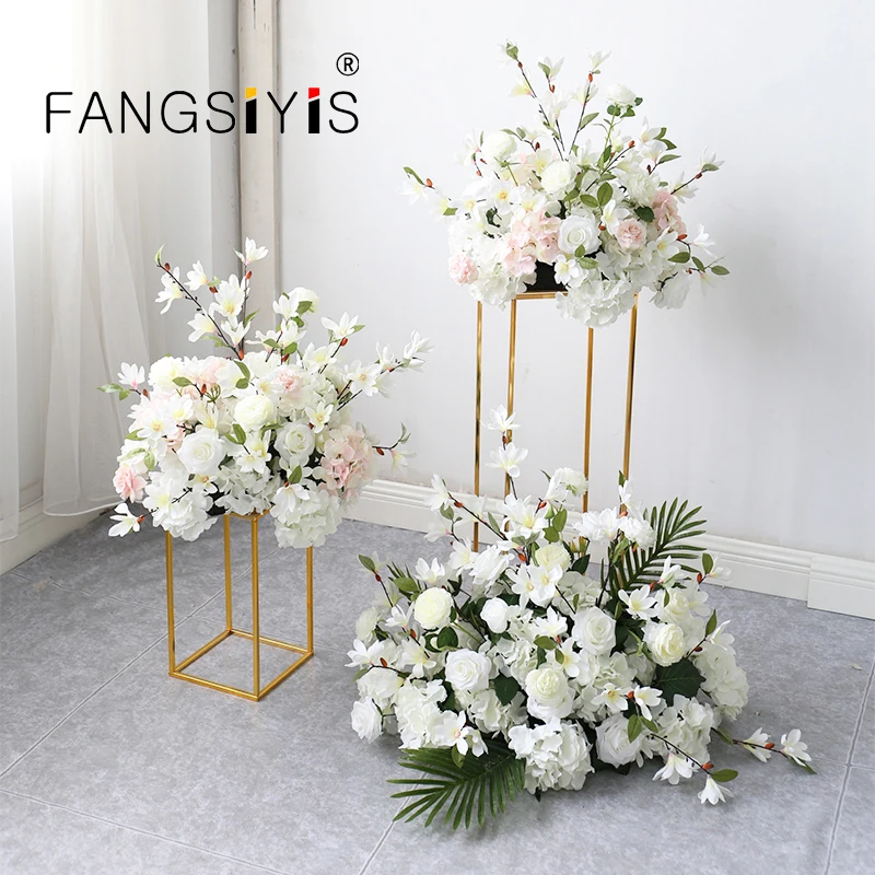 

White pink Rose hydrangea simulationt Table Centerpiece Ball Wedding Backdrop Arch Hang Flower Row Arrangement Party Props Stage