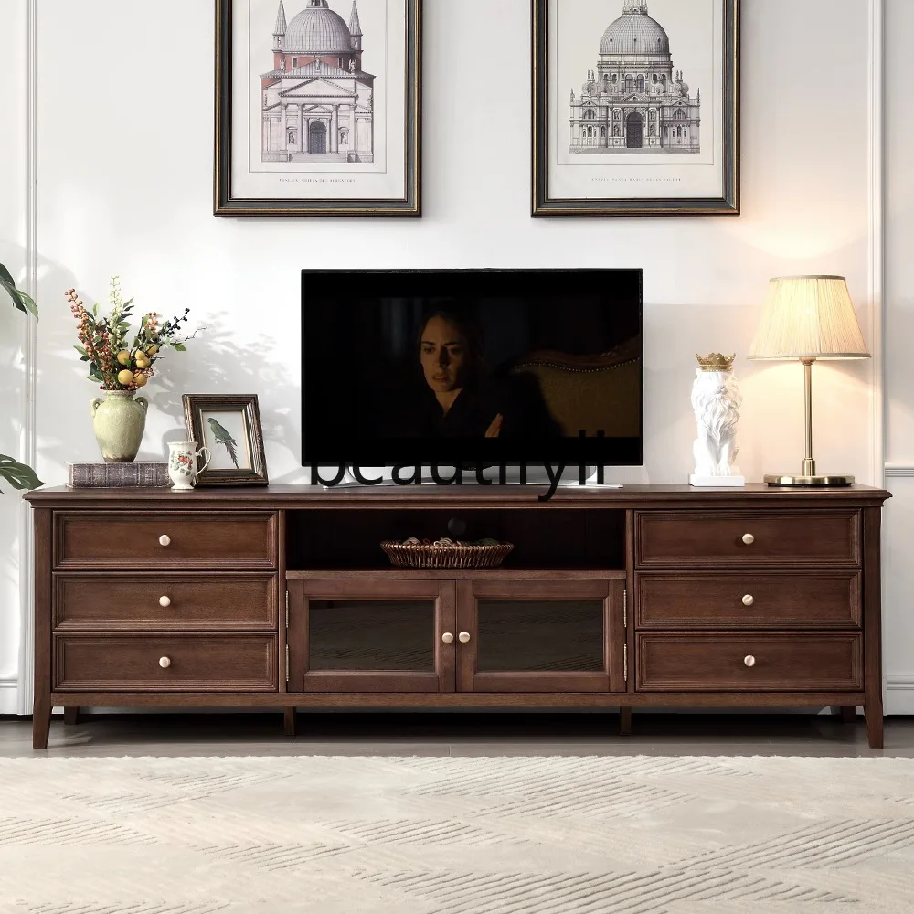 

American Style Solid Wood Coffee Table Set TV Living Room Furniture Floor Cabinet Complete Set