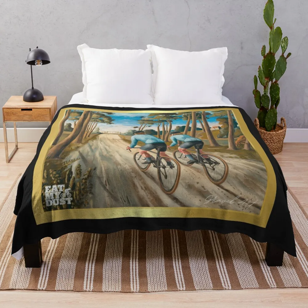 Cycling Art - Loving This Gravel Section - Eat My Dust Throw Blanket Loose Luxury Single Blankets