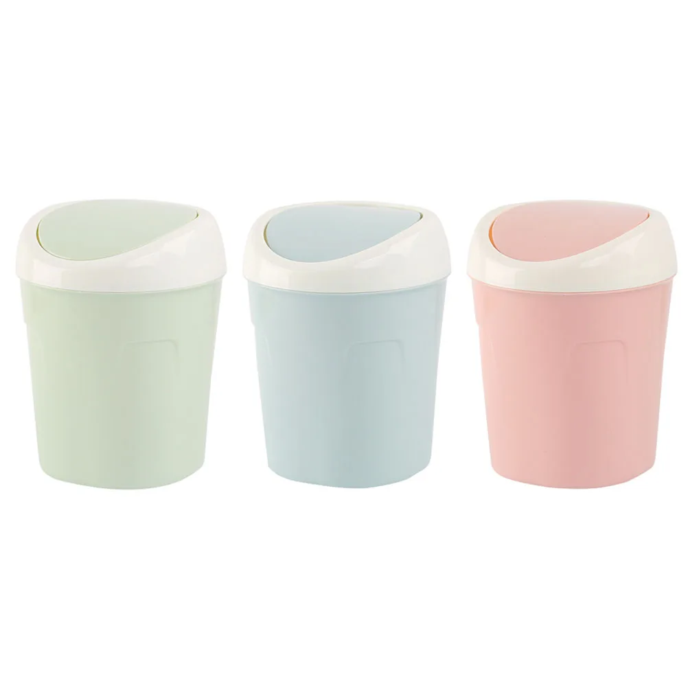 

3 Pcs Desk Trash Can with Lid Compact Bin for Home Office Dining Table Waste Basket