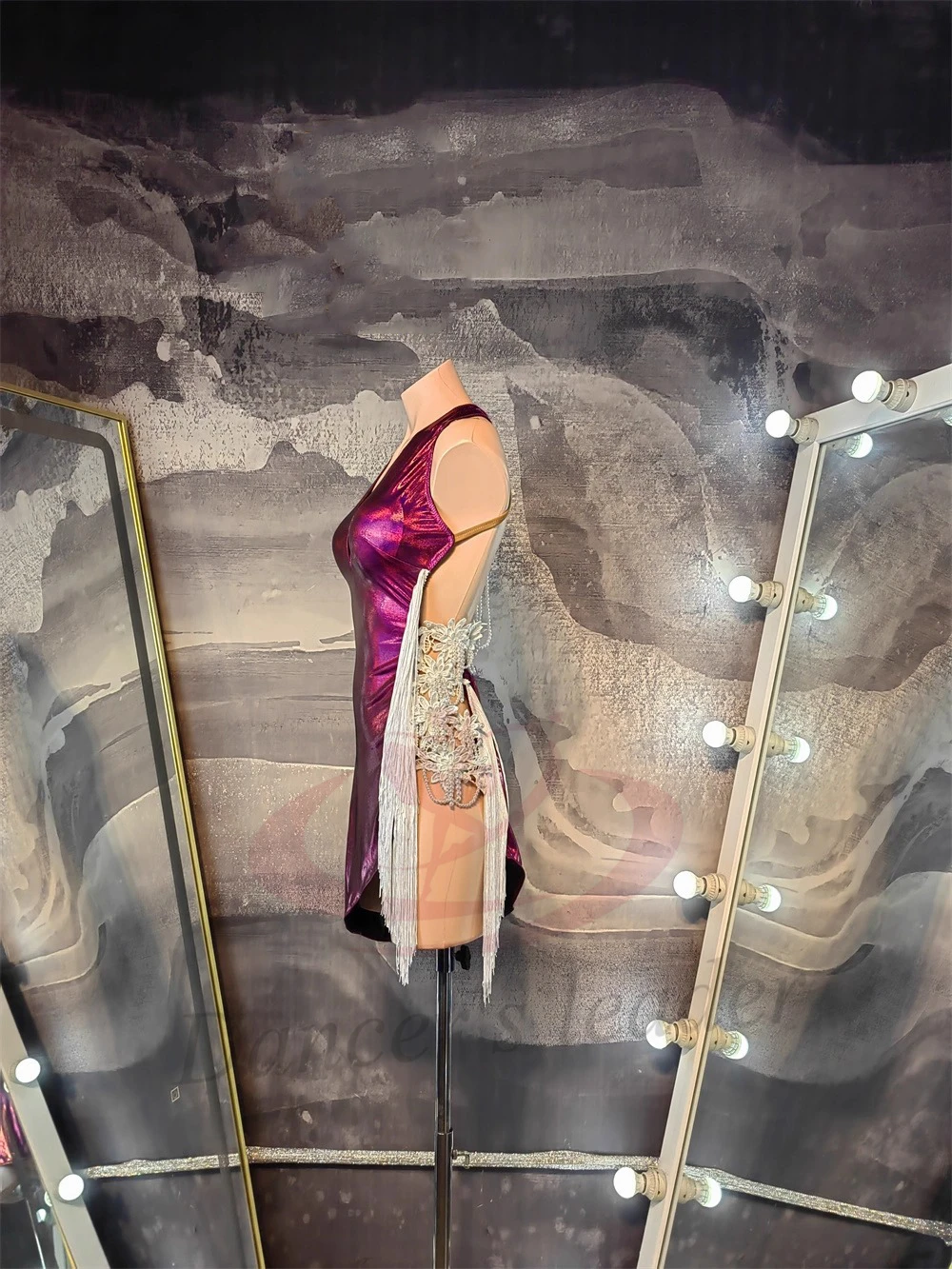 فستان الرقص اللاتيني للأطفال البالغين الراقية مخصص باللون الأحمر الوردي الساخن ختم تشا تشا تانجو ملابس نسائية احترافية #4