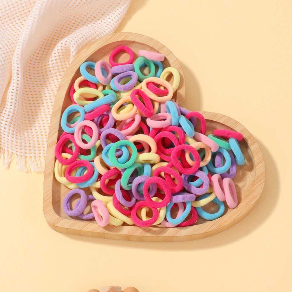 50Pcs Children Elastic Hair Bands Girls Hair Accessories Mini Colorful Nylon Hair Ties Kids Ponytail Holder Scrunchie Head Rope