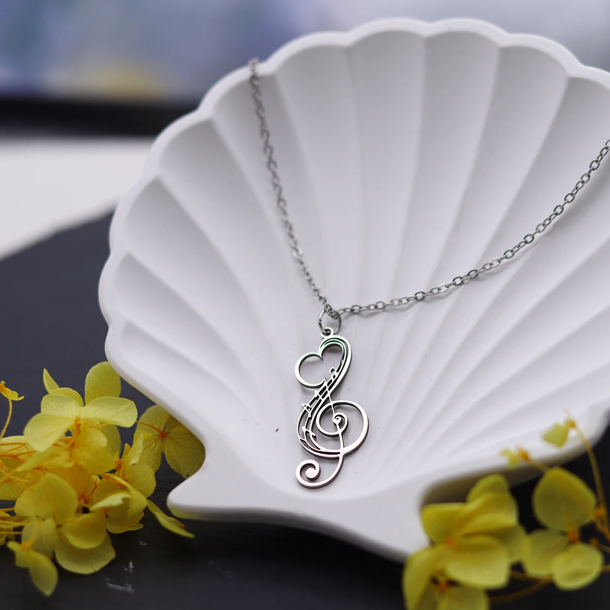 Kinitial Music Necklace Score Note Treble Chain Musical Symbol G Clef Gift For Woman Man Stainless Steel Jewelry Wholesale New view 4