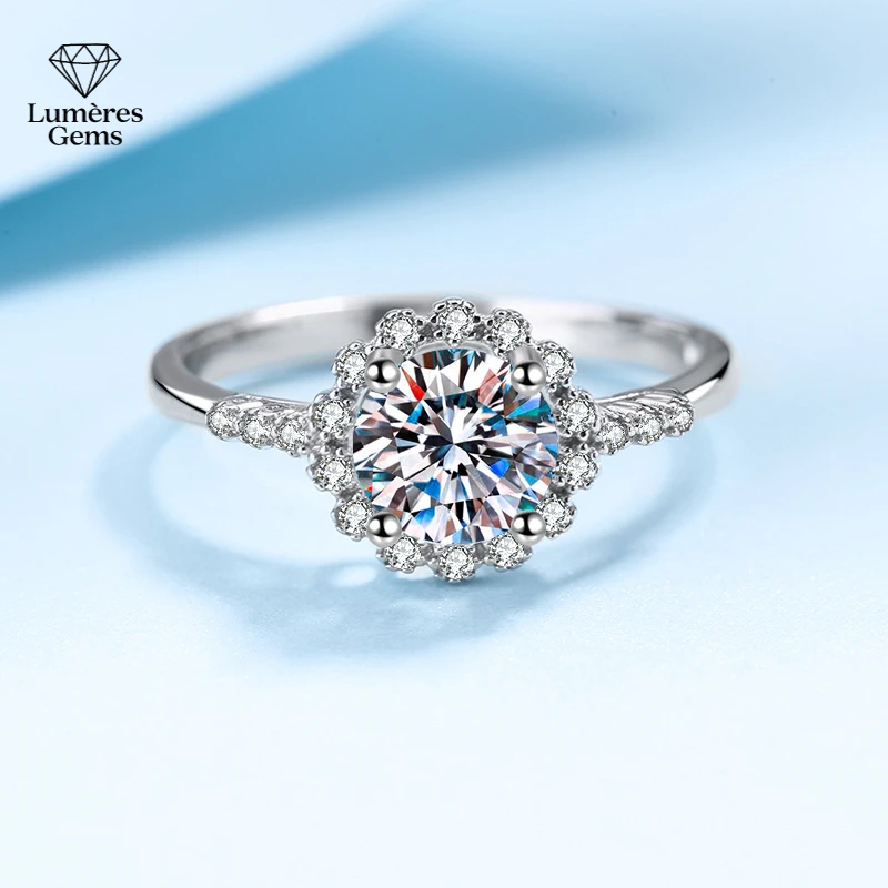 Lumiere Gems Lady's Ring - 1-carat Moissanite Diamond Ring - Moonlight Four-prong Pt950 - The Best Gift Choice
