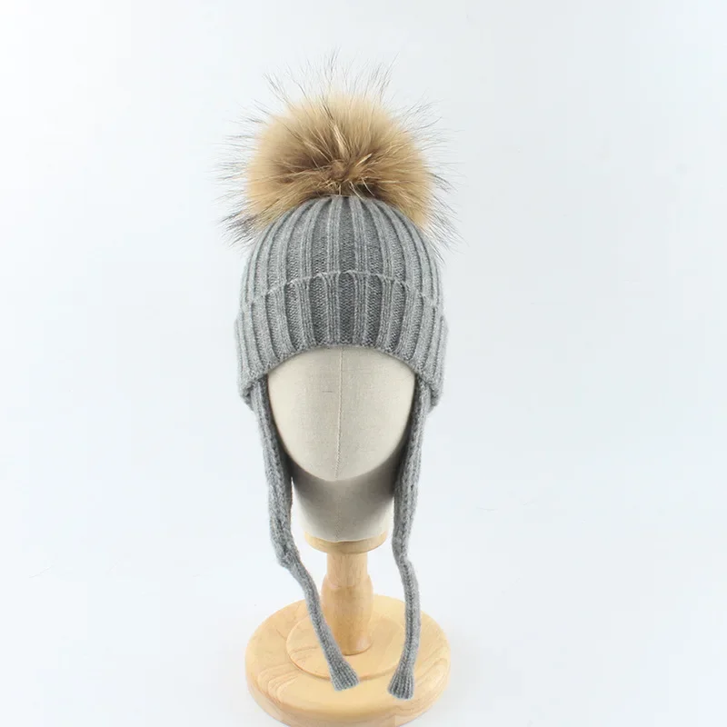 قبعة صوفية محبوكة شتوية دافئة للجنسين من عمر 1-6 سنوات - قبعة أطفال Pompom للفتيات والأولاد والرضع #4