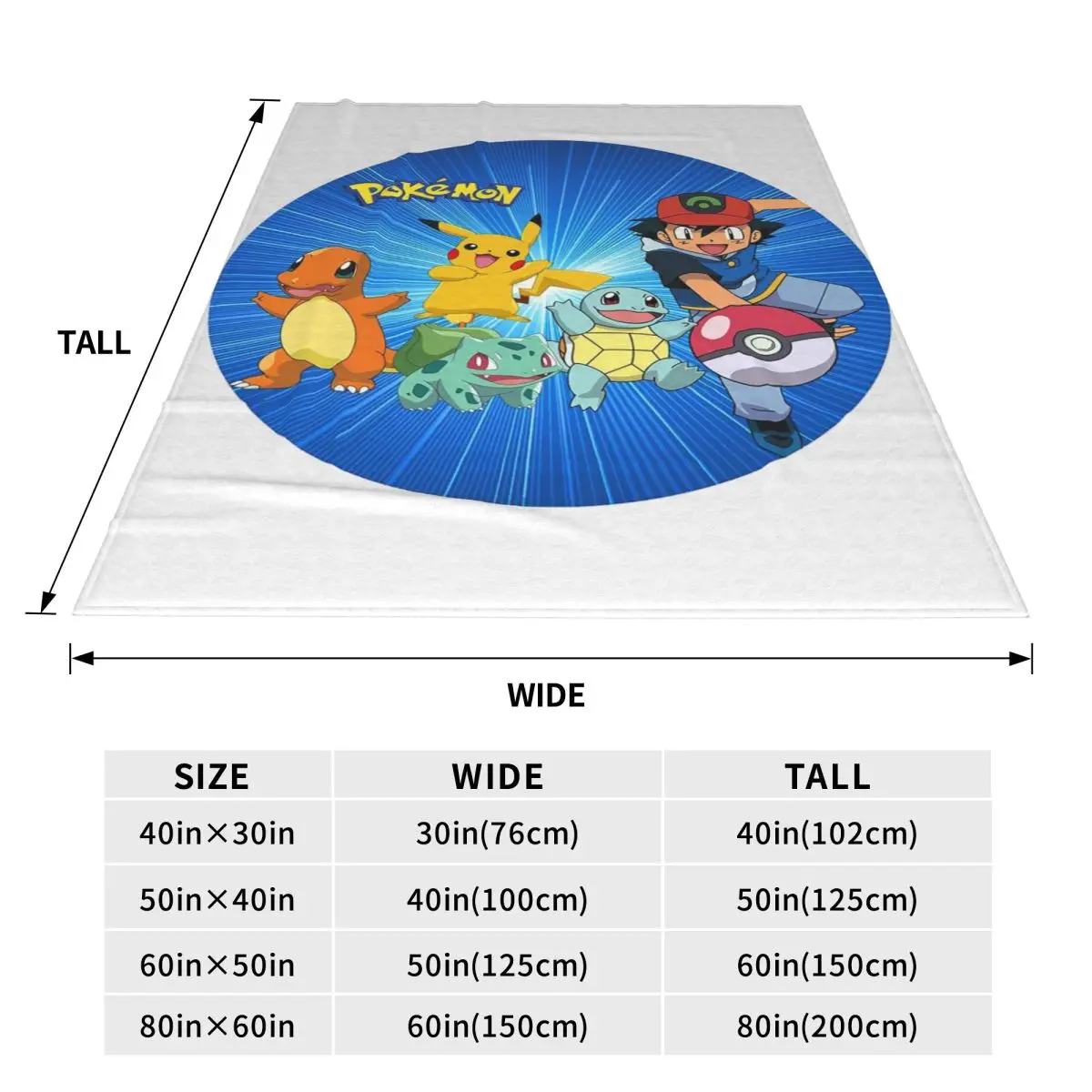 Custom P-Pikachus Cartoon Blanket Warm Fleece Soft Flannel Throw Blankets for Bed Couch Travel Spring Autumn