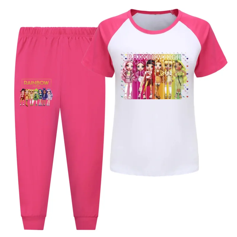 AIAI 2025 Conjunto de pijamas altos de arcoíris de anime para niños, ropa de arcoíris para niñas y niños, pijamas para bebés, traje de Pijama, ropa de dormir para niños pequeños