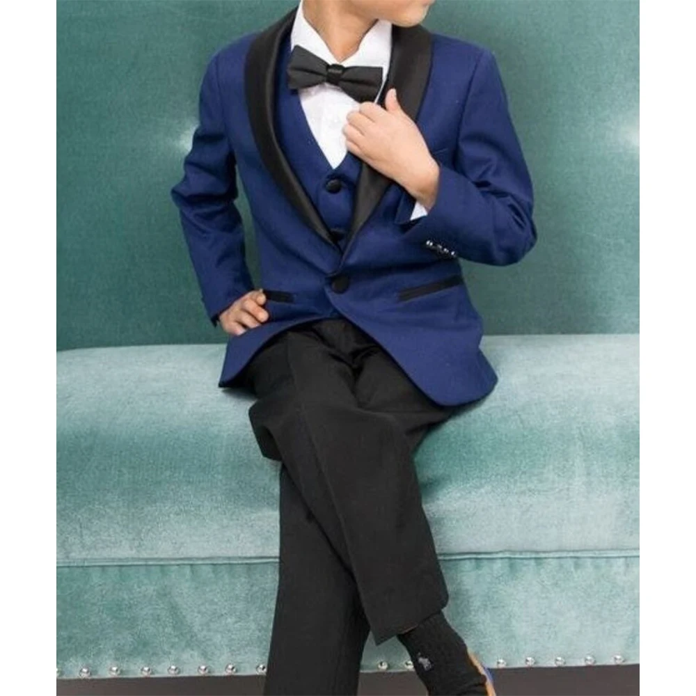 

Children's 3-piece Suit Shawl Lapel Full Boys Suits for Wedding Single Breasted Tuxedo Handsome One Button Jacket Prom Party