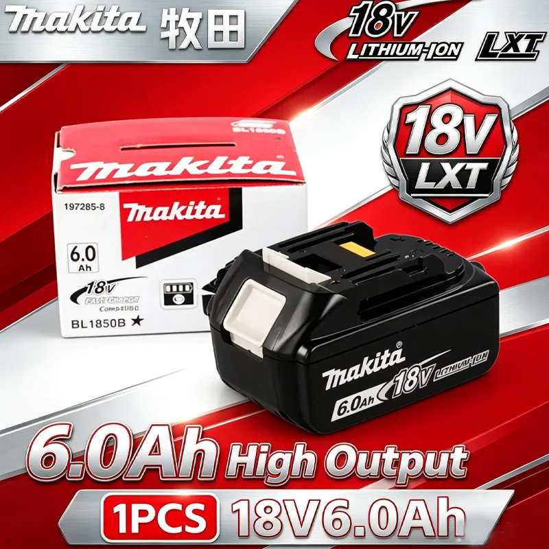 6Ah 100% Origina New 18V Makita  Powerful tool battery+charger, For DDF487 lithium rechargeable impact drill household