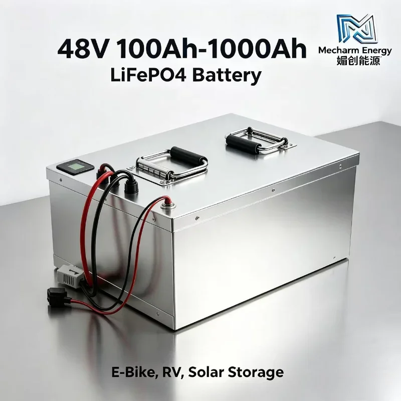 48V LiFePO4 Battery 100Ah-1000Ah. Stainless Steel Deep Cycle Lithium Battery with Built-in BMS & Bluetooth. Ideal for RV, Off-gr