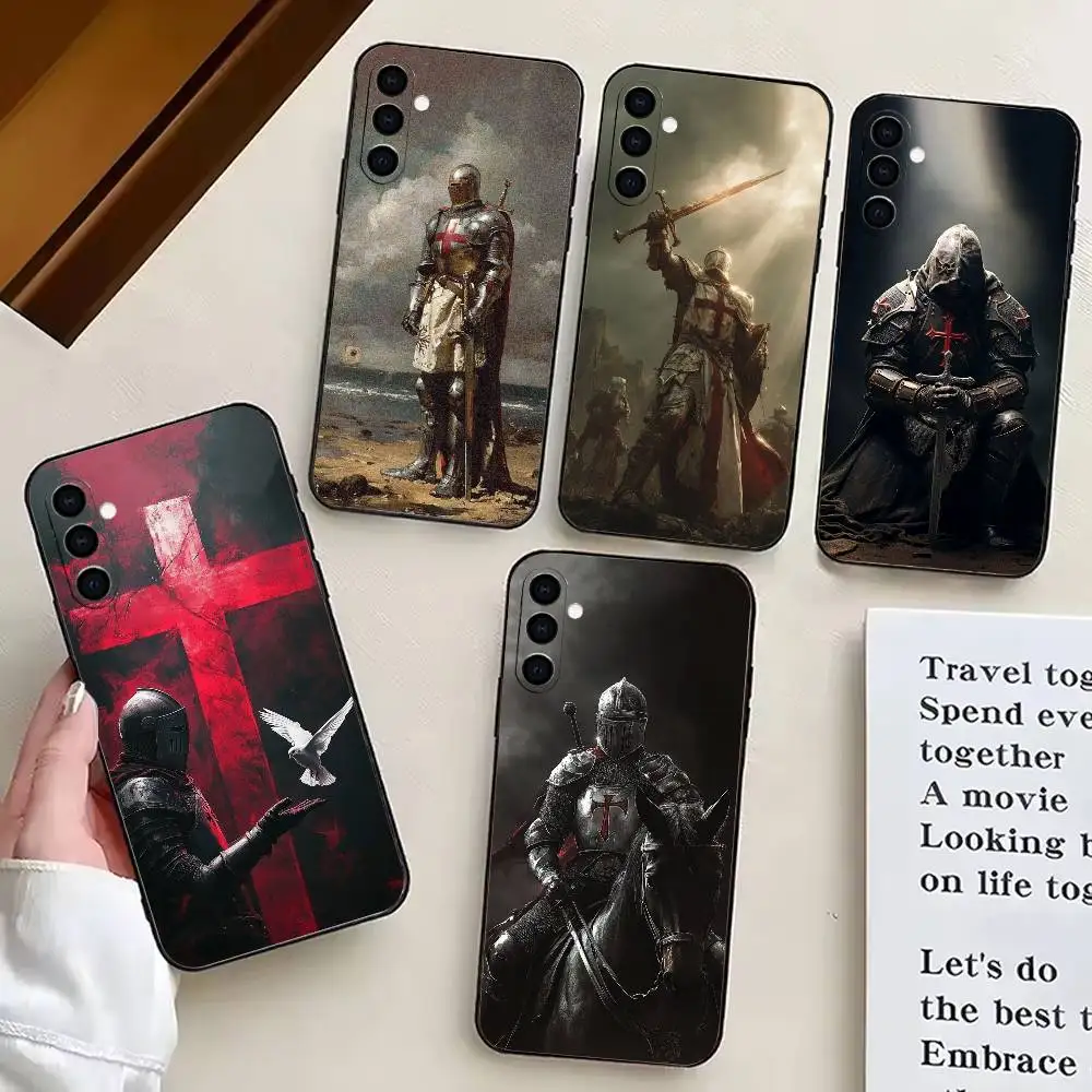 حافظة هاتف K-Knights T-Templar مصنوعة من السيليكون الأسود الناعم لهاتف سامسونج جالاكسي A73، A72، A71، A70، A53، A52، A51 #1