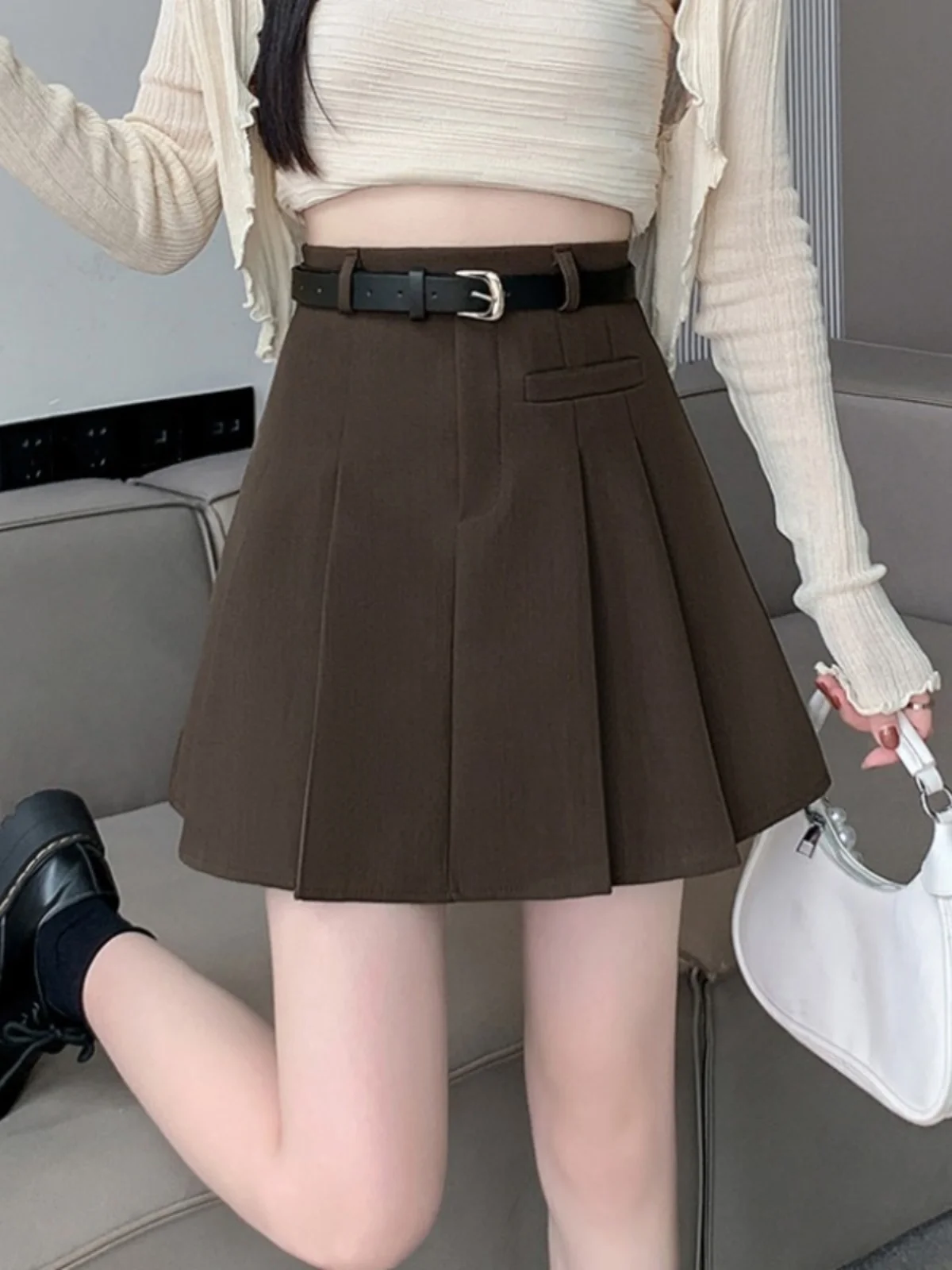 

High Waist A-Line Skirt Women's Spring Autumn Winter Sexy Wrap around Knee Length Pleated Skirt Polyester Fiber Commute ...