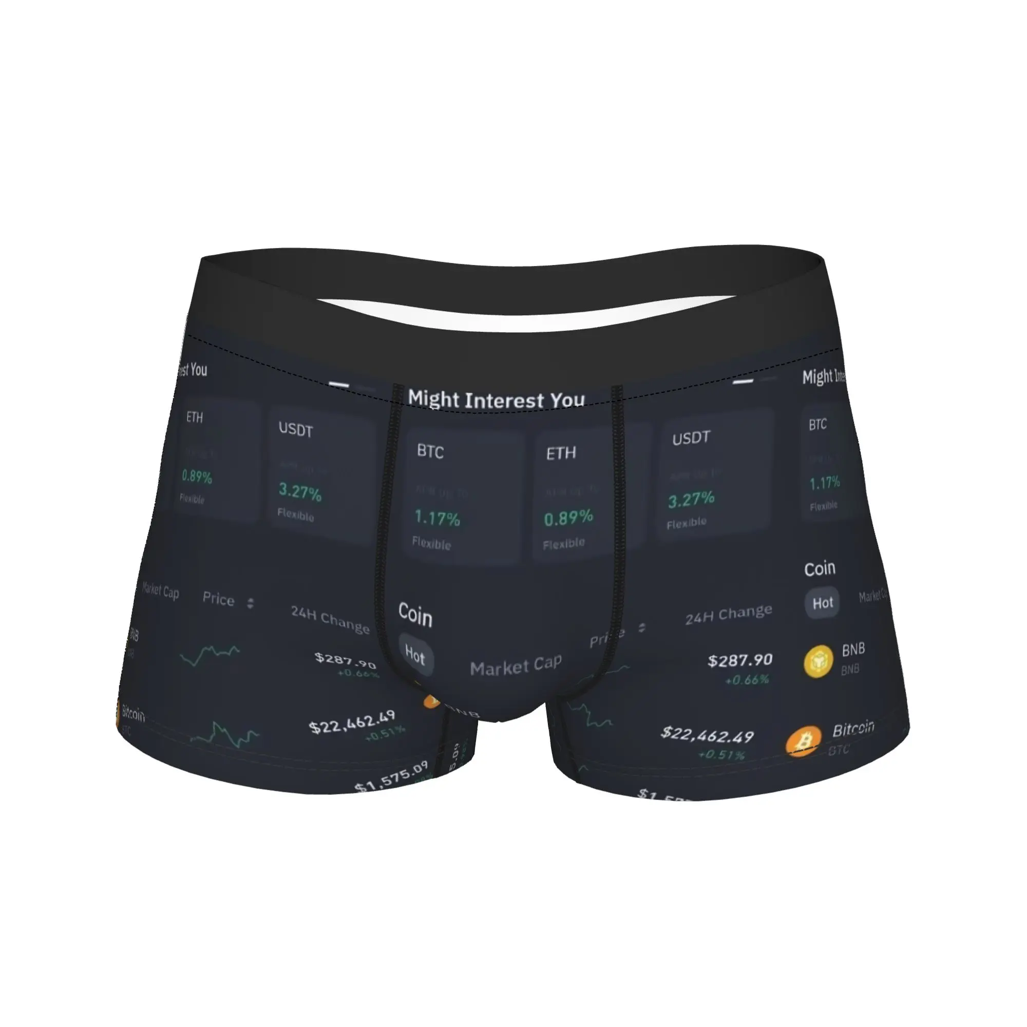 Caleçons Boxers pour Hommes avec Interface Portefeuille Crypto, Thème Technologie et Finance, Pochette pour Actifs Numériques, Doux, Grande Taille