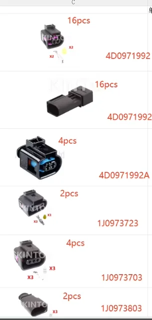 1 set 2 manieren 1-967644-1 auto waterdichte socket voor bmw 1-967570-3 968405-1 auto achteruitrijradarsensorconnector