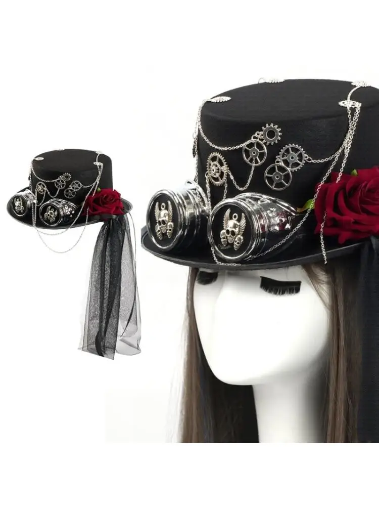 652F Adjustable Steam Gothic Top Hat For Theme Parties And Halloween Cosplay Event