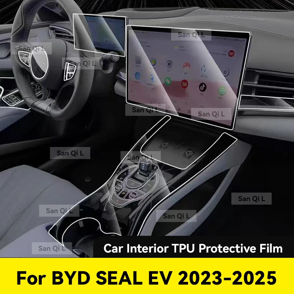 

Интерьер ТПУ для BYD SEAL EV 2023 2024 2025, защитная пленка, защита от царапин, панель коробки передач, навигационный экран, автомобильный