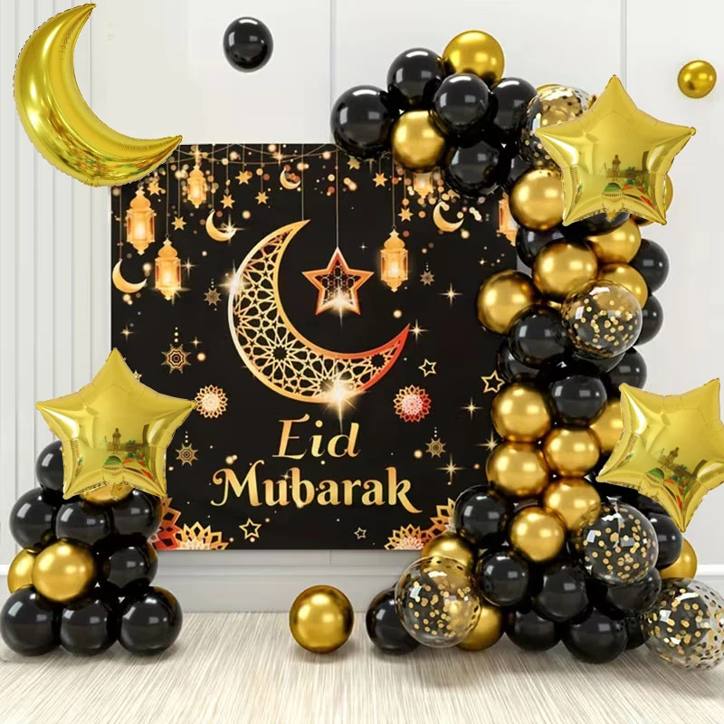 Eid Mubarak-Hintergründe, Ballon-Set, Ramadan-Kareem-Bogen-Girlande, 2026, Hintergrund, Girlande, Ballon, muslimisches islamisches Festival-Party-Dekor