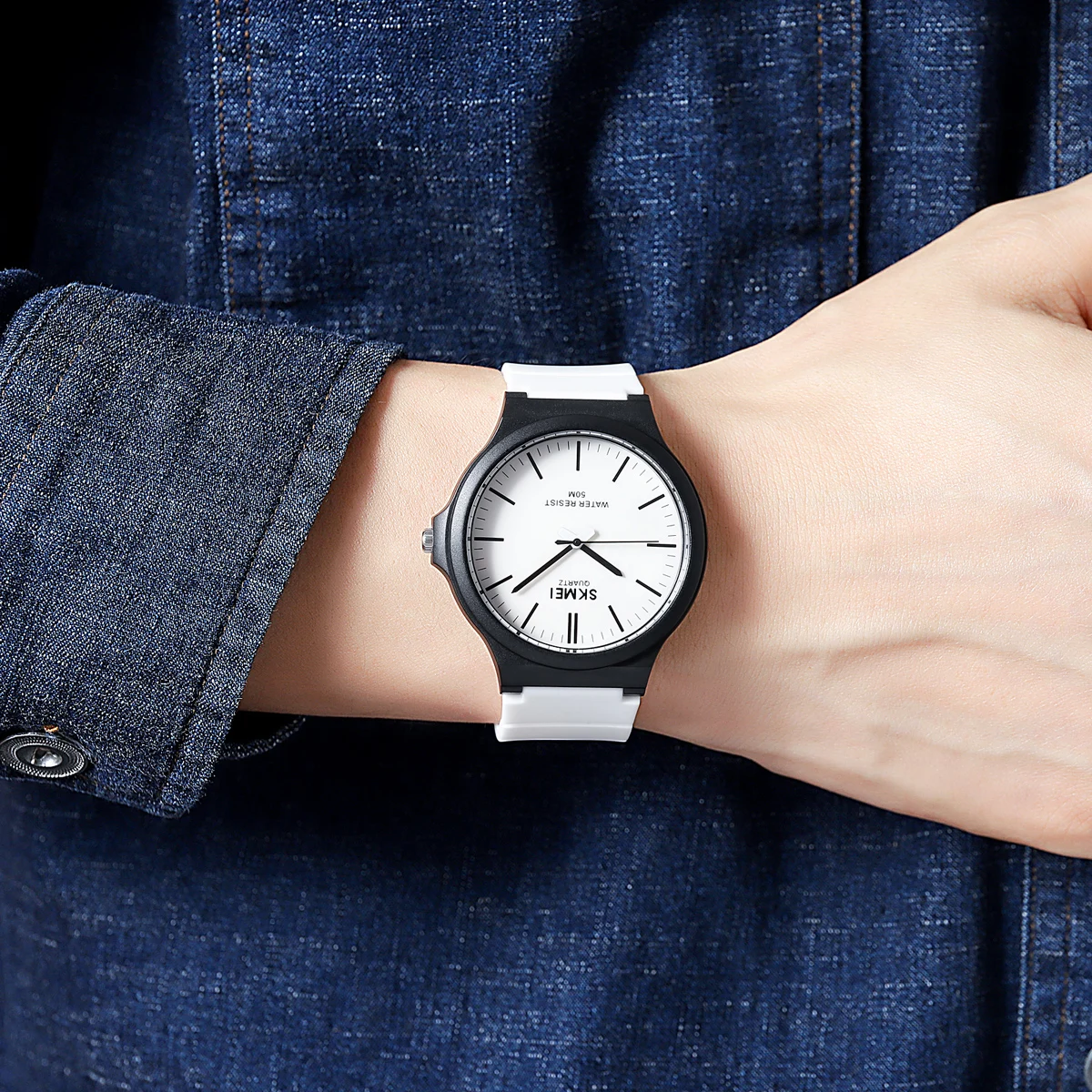 SKMEI الرياضة كوارتز ساعات المعصم للرجال النساء بسيطة 3Bar مقاوم للماء الساعات الذكور موضة عادية الوقت ساعة reloj hombre #3