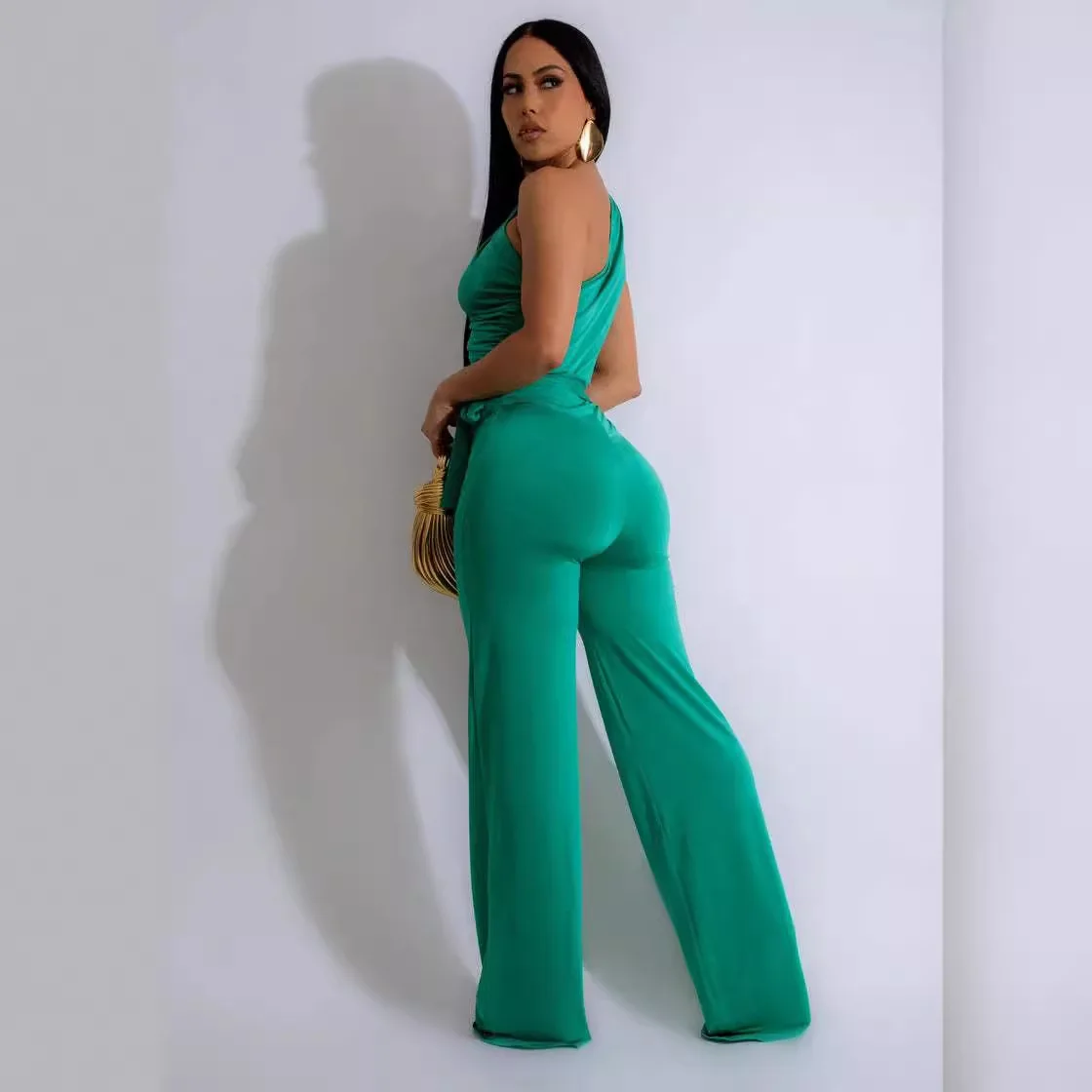 Elegan tanpa lengan wanita Jumpsuit seksi busur simpul celana One Piece pesta klub playsuit wanita Monos Mujer mewah Romper 2024