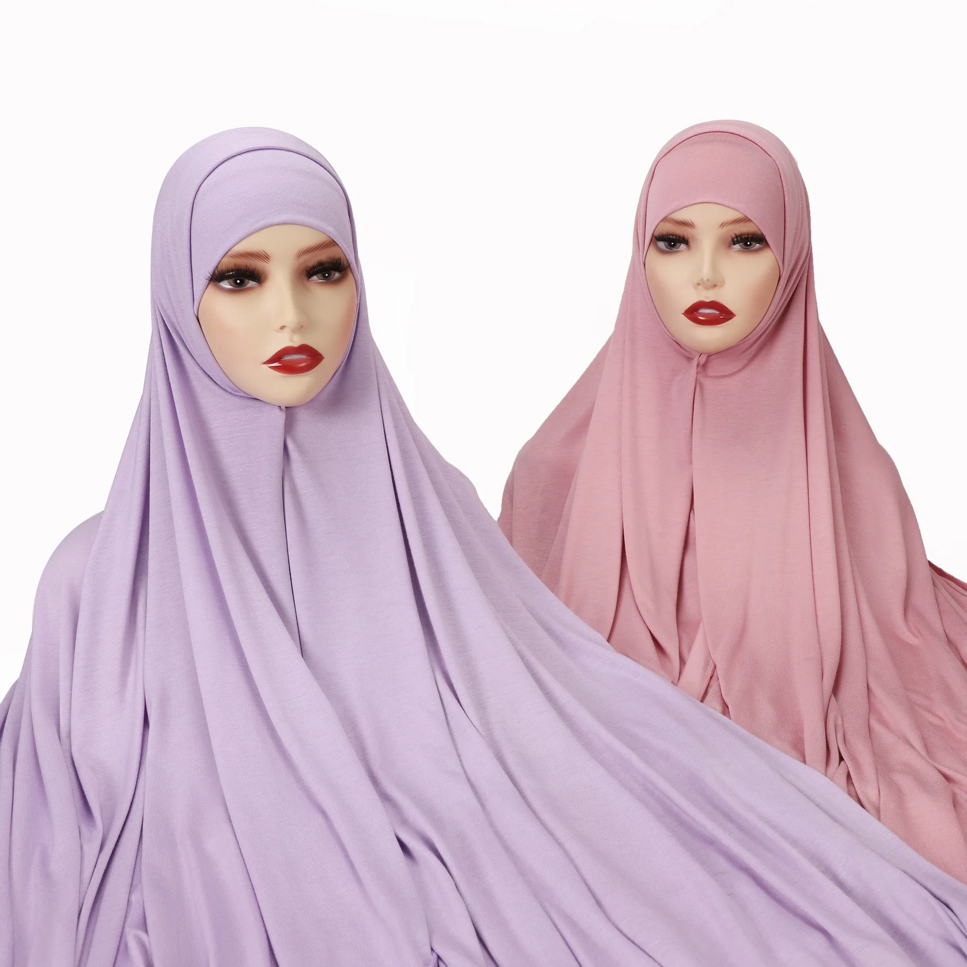 

2pc/set Instant Jersey Hijab With Modal Undercap Basic Stretchy Tube Turban Headscarf Beanies Shawl Head Wrap Women Muslim Amira