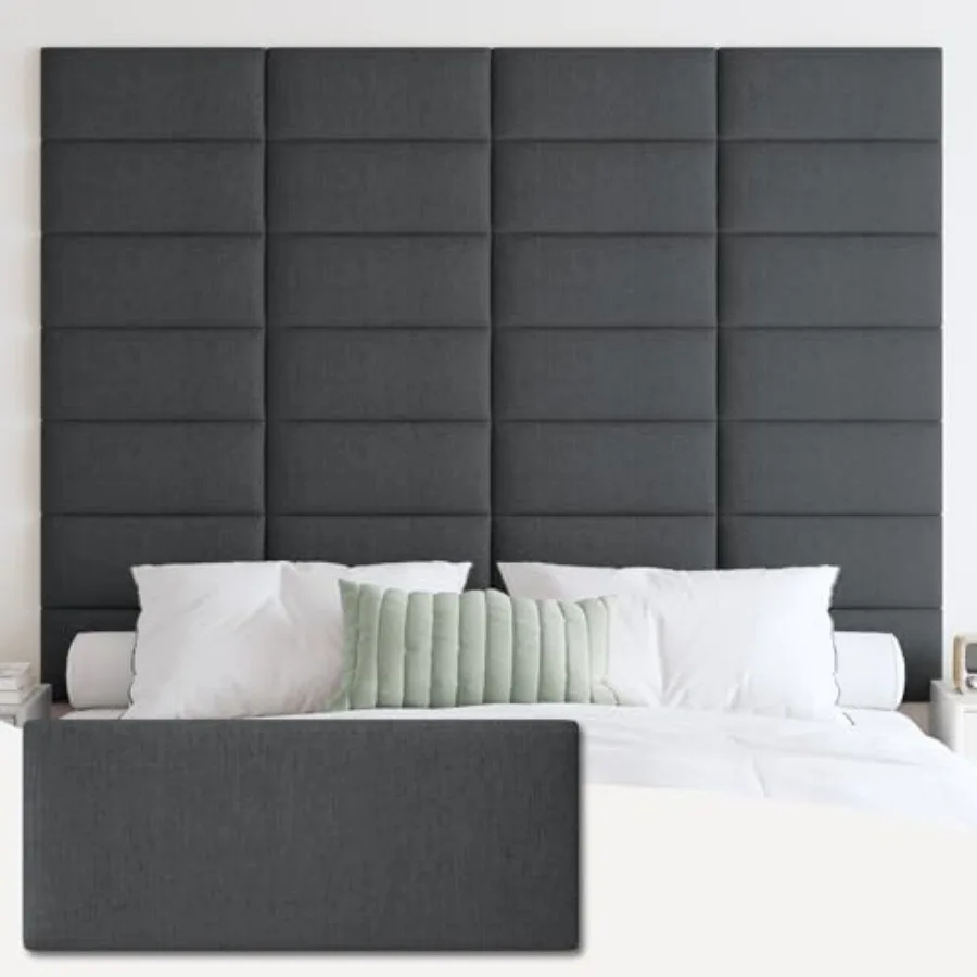 

IFNOW Upholstered Wall Mounted Headboard 3D Soundproof Wall Panels Peel and Stick for Size Reusable and Removable Tufted Bed He