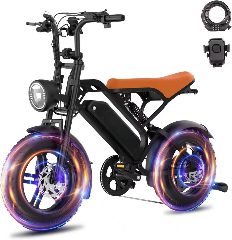 Ebike Full Suspension Children's E Offroad Dirt Fat Tire Cross Bike Kids Electric Mini Portable Bicycle image 4
