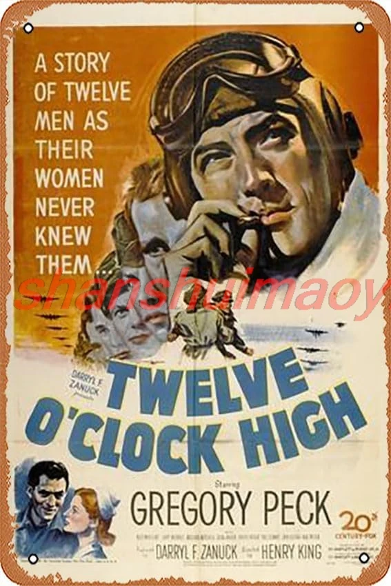 Metal Tin Sign 8 X 12 Inch - Twelve O'Clock High, 1949 - Poster Metal Plaque Cafe, Bar, Home Wall Decor SHAN