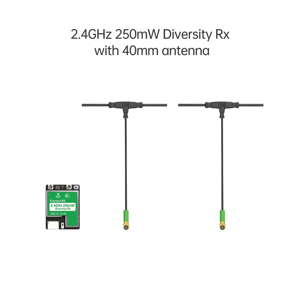 ELRS Diversity Receiver ELRS 2.4GHz 250mW True Diversity RX with 40mm Dual Antenna for FPV A