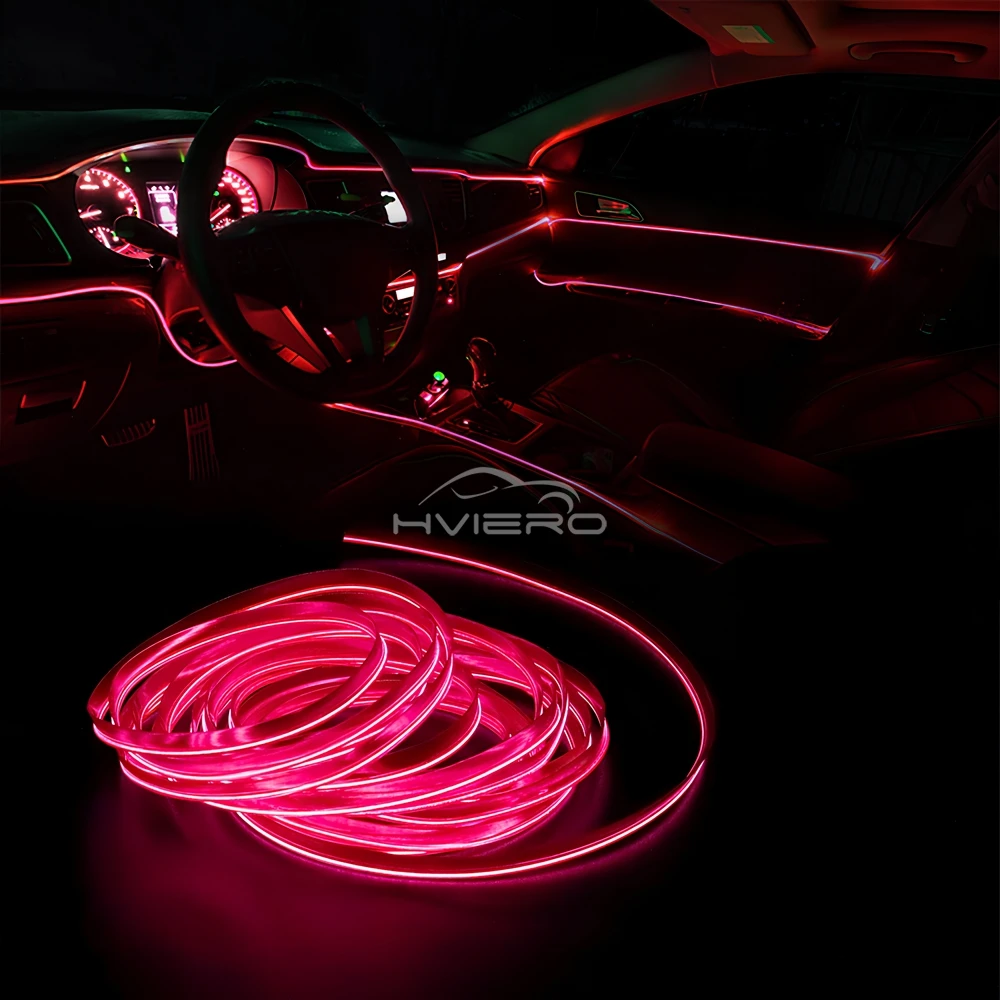 Heißer Verkauf 1/2/3/5M Auto Innen Beleuchtung LED Tür Streifen Dekoration Girlande Draht seil Rohr Linie Flexible Neon Lampen Bar USB Stick – Detail 16