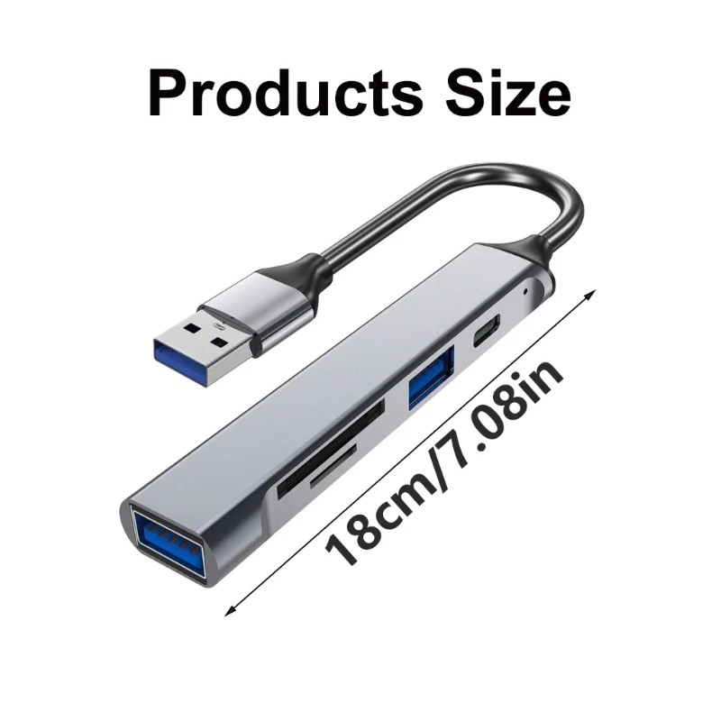 Estação dock USB 5 1 para Type C Adaptador carregamento cartão USB3.0 2.0 para laptop N2UB