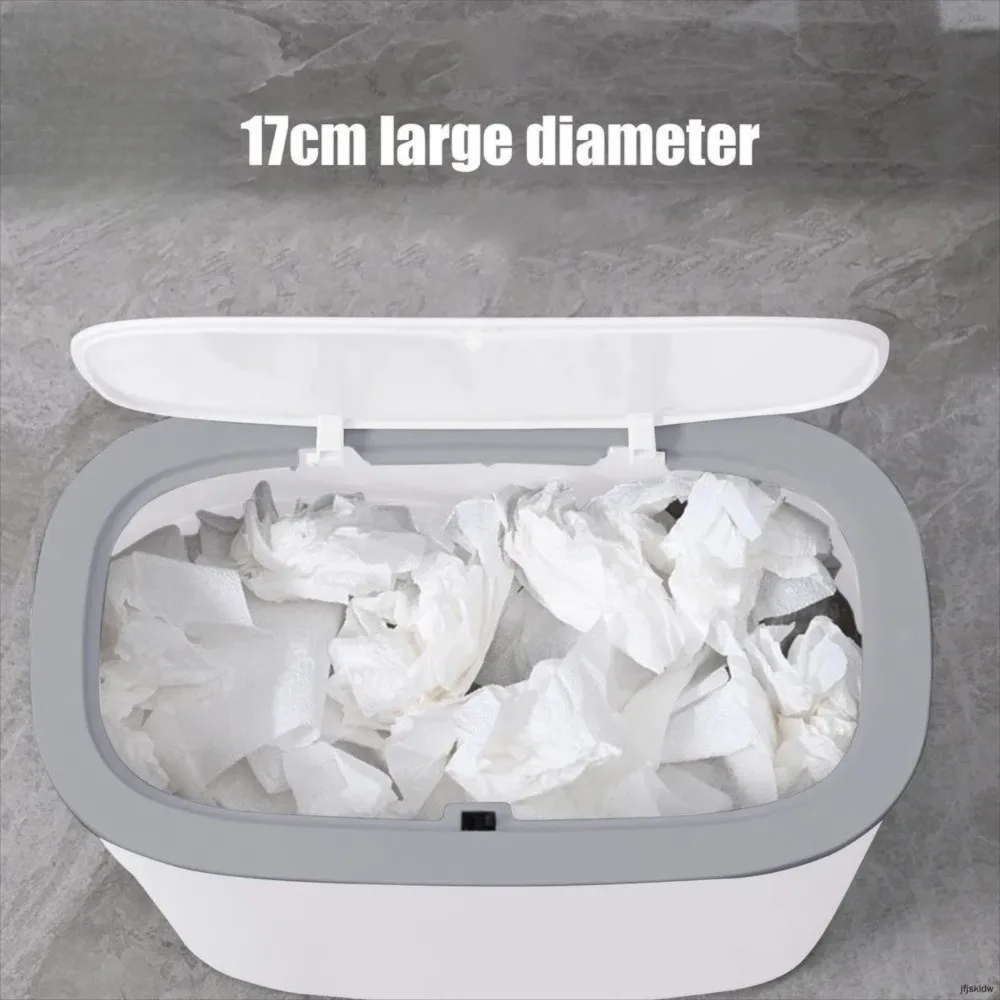 Slim Narrow Gap 11L Bathroom Trash Can Odor-Free Seamless Waterproof Garbage Bin with Lid One-Touch Pop-Up Living Room Dustbin