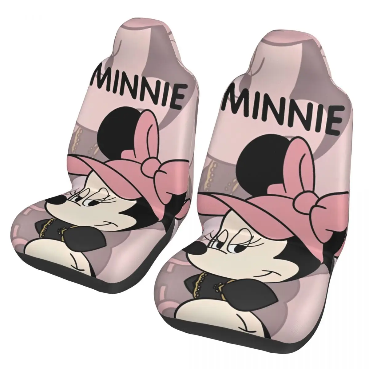 Różowe pokrowce na fotele samochodowe Minnie Mouse do samochodów ciężarowych i SUV-ów Uniwersalne pokrowce na przednie fotele Zestaw 2 sztuk