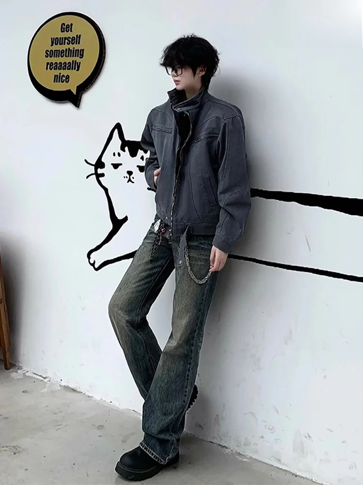 

Мужские синие джинсы Cleanfit American High Street, брюки с высокой талией, узкие прямые леггинсы, повседневная молодежная мода