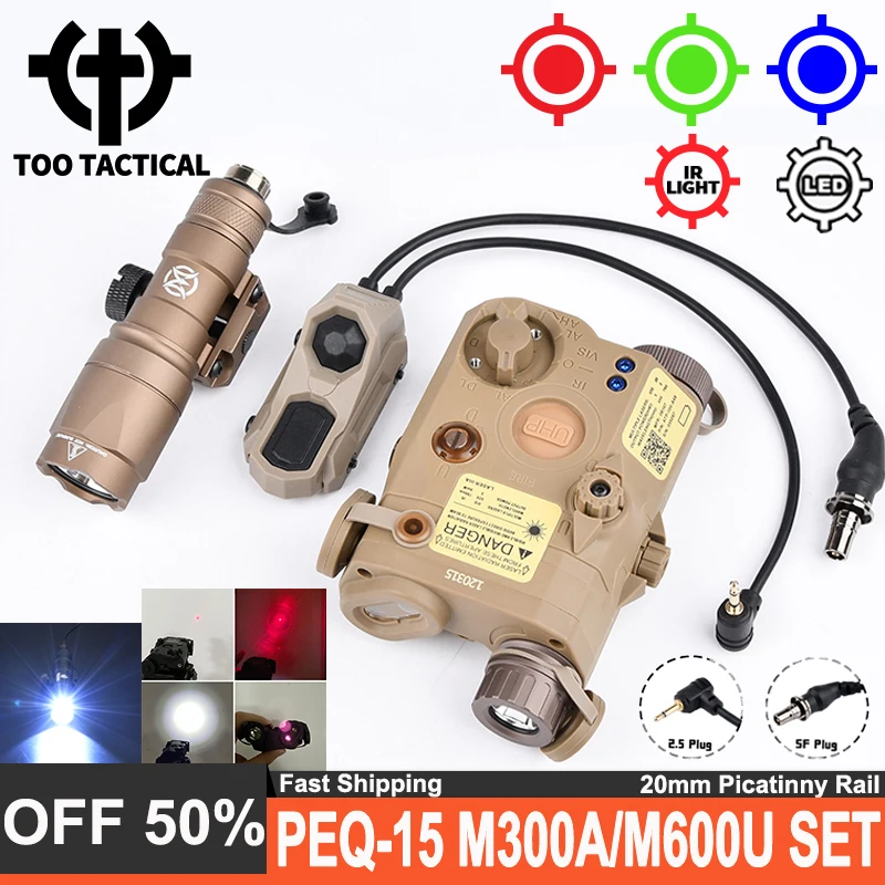 

Tactical PEQ-15 M600C Scout Light Set Wadsn M300A Flashlight Red Green Blue IR Fill Light Laser UNAxon Dual Switch M-Lok Keymod