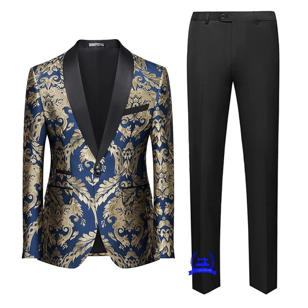 

Stylish Luxury Man Suits Animal Print Dinner Suit Wedding Suit Groom Tuxedos Shawl Lapel Groomsman Suit Prom Suits