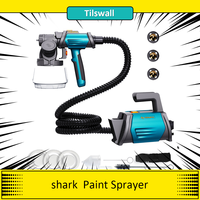 Tilswall Shark 800W Paint Sprayer, with 2.5m/8.2FT Airhose, 3 Nozzles Sizes, 3 Spray Patterns, Max 1200ml/min Speed