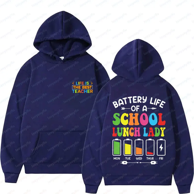 

Battery Life Of A Teacher Funny Teacher Gift Tops Hoodies High Quality Sweatshirt Fashion Hoodie Women's Comfortable Pullover