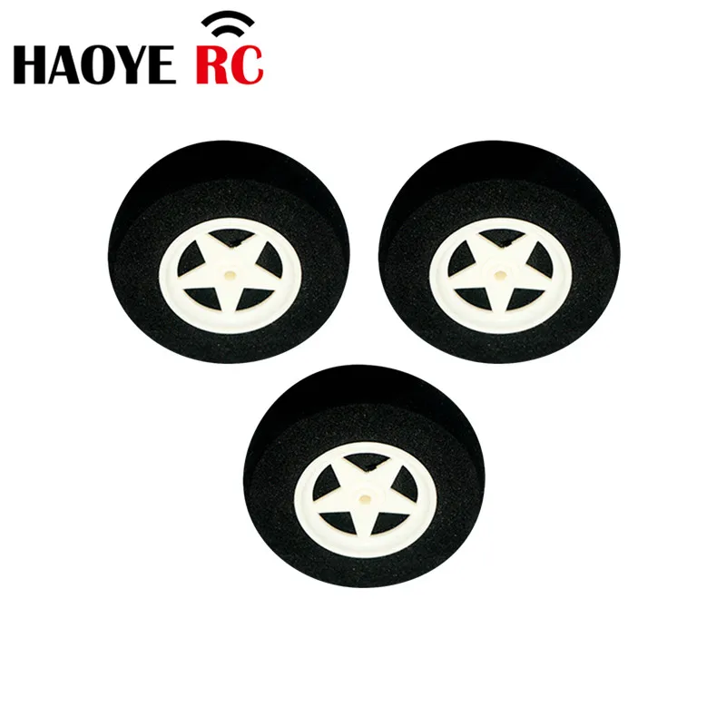 Haoye 2 Pcs/Lot 5 Spoke Wheel Hollow Sponge Tire Dia 60-75mm Landing Gear Light Foam Wheels Color White For RC Aircraft Model