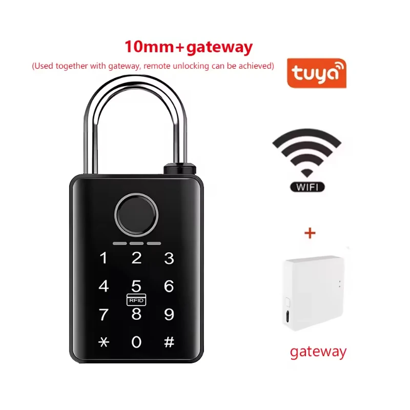 Tuya Smart Deurslot Vingerafdrukhangslot Wachtwoord APP Kaart Sleutel Ontgrendelen 7mm 10mm Smart Hangslot Waterdicht Elektronisch Slot