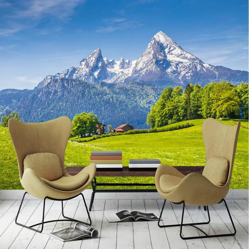 

3d Wallpaper for Living Room Home Improvement Modern Background Wall Painting Mural Silk Paper mountain green grass wallpapers