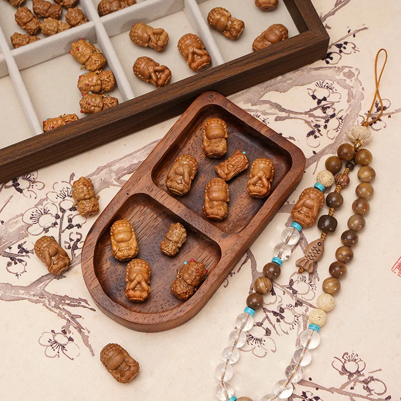 1PC Natural Wooden Sandalwood Carved Buddha With Hole For Jewelry Making Diy Necklace Bracelet Pendant Accessory Findings