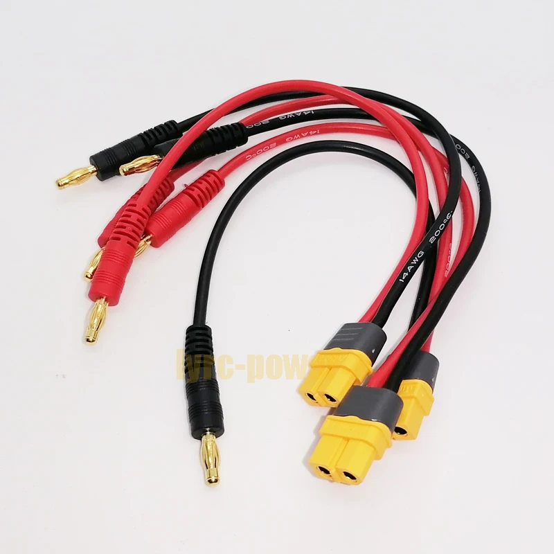 Original Amass XT60 XT60H Female Plug to 4mm Banana Male Connector Cable Wire Soft Silicone for ISDT Charger Lipo Battery Drone