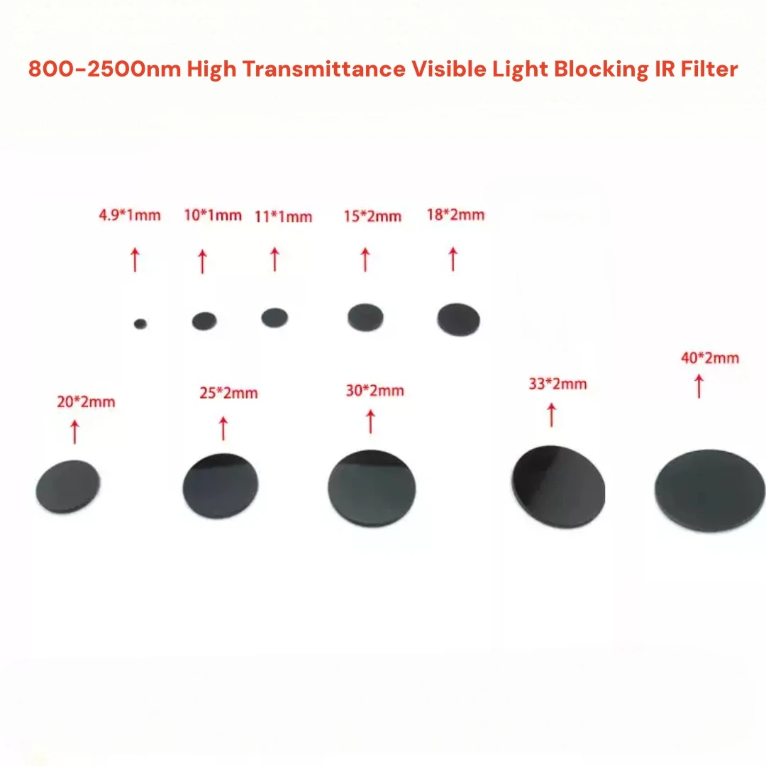 780nm-2500nm High Transmittance Infrared Filter Imported Black Glass Lens Universal OD3 Cut-off Depth Over 90% Transmittance