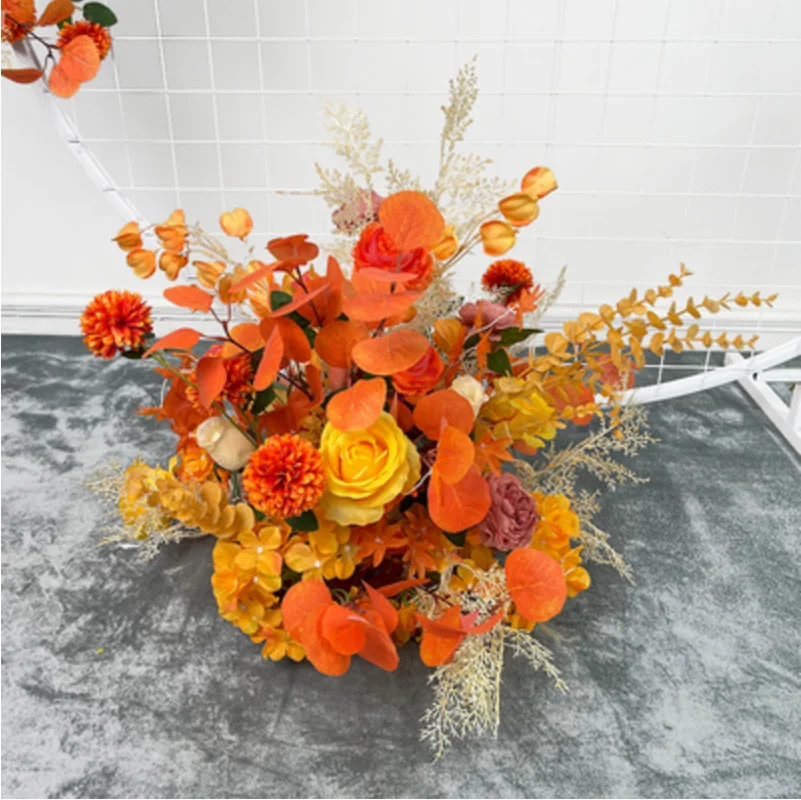 Wedding Props Flower Arch Artificial Crescent Flower Row Arrangement Table Decoration T Stage Backdrop Road Leading Flower Ball