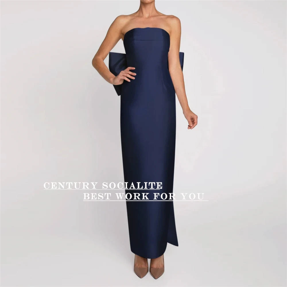 Robe de Bal Longue en Satin Violet Clair avec Grand Nministériels d, Sans Bretelles, Simple, Arabe, pour Soirée, Mariage, Personnalisé, 2024